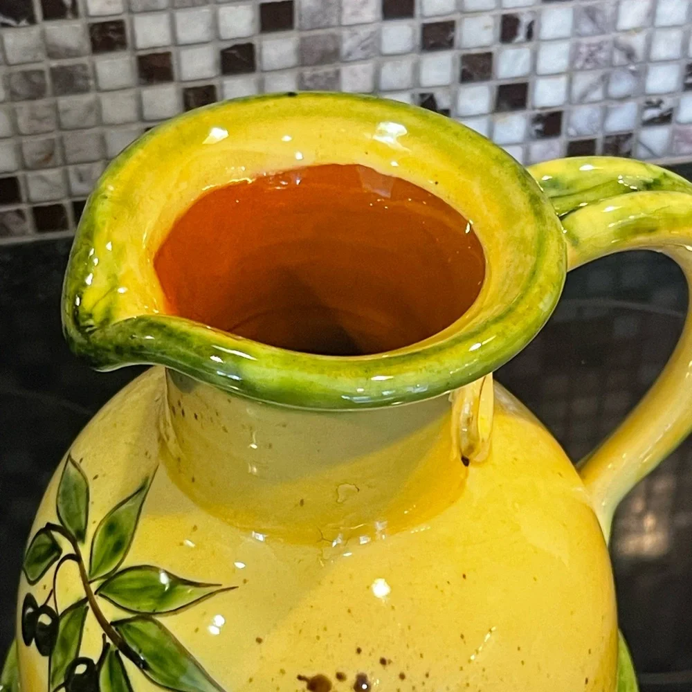 Bleu D Argile French Pottery Yellow & Bleu pitcher - Picture 10 of 10